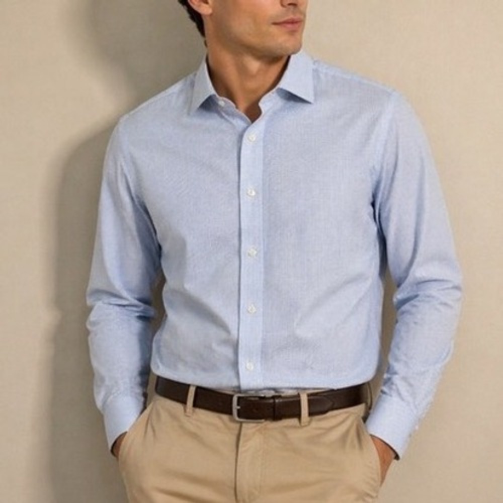 Charles Tyrwhitt Mens Classic Fit Non-Iron Dress Shirt Blue Check 17.5 35